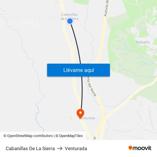 Cabanillas De La Sierra to Venturada map