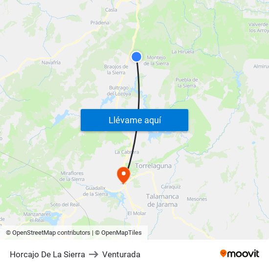 Horcajo De La Sierra to Venturada map