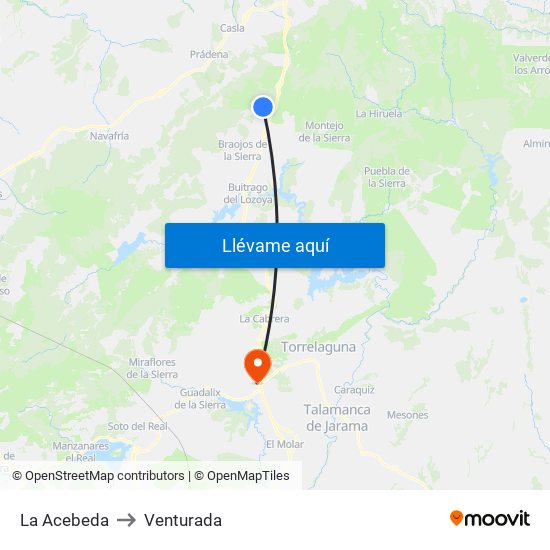 La Acebeda to Venturada map