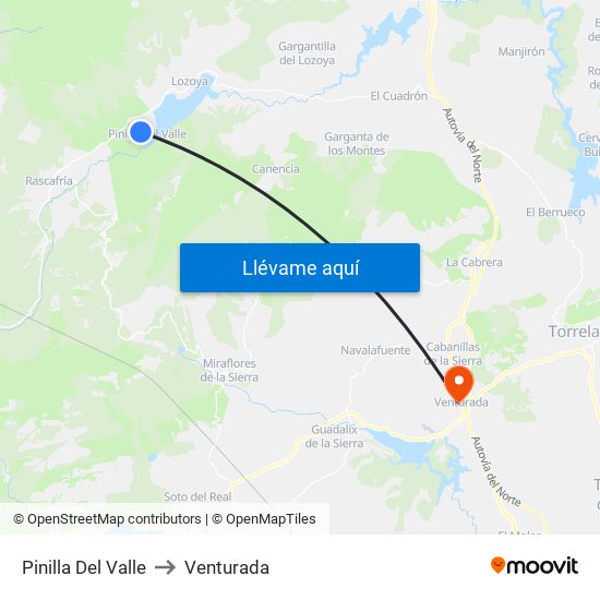 Pinilla Del Valle to Venturada map