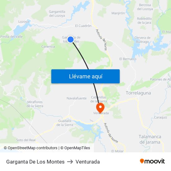 Garganta De Los Montes to Venturada map