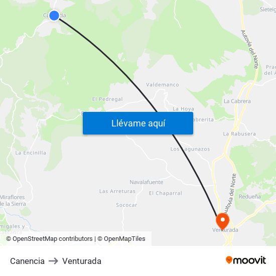 Canencia to Venturada map