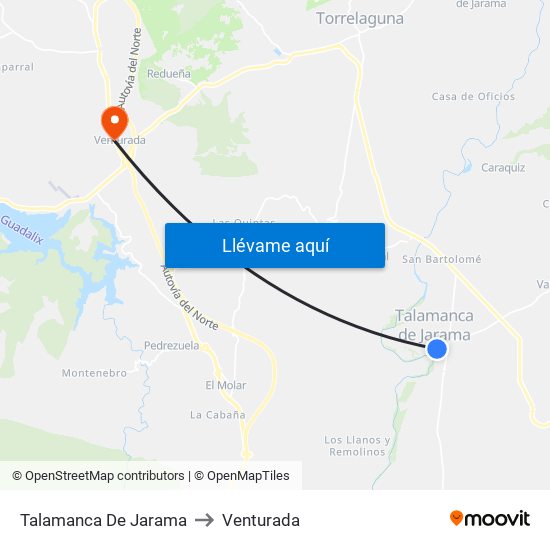 Talamanca De Jarama to Venturada map
