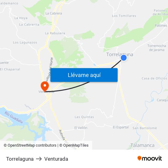 Torrelaguna to Venturada map