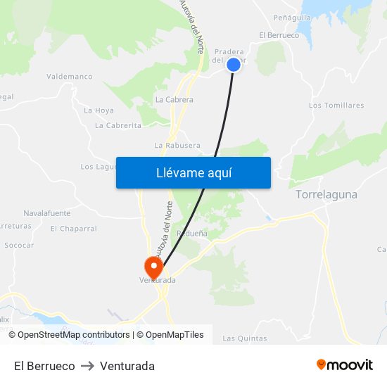 El Berrueco to Venturada map