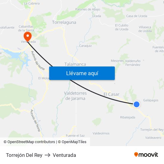 Torrejón Del Rey to Venturada map
