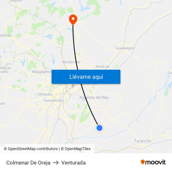 Colmenar De Oreja to Venturada map