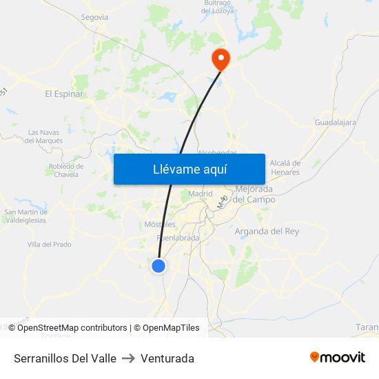 Serranillos Del Valle to Venturada map