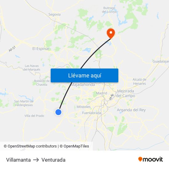 Villamanta to Venturada map