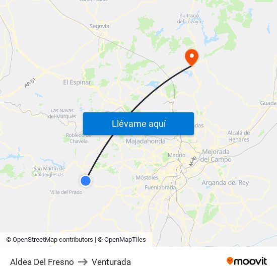 Aldea Del Fresno to Venturada map