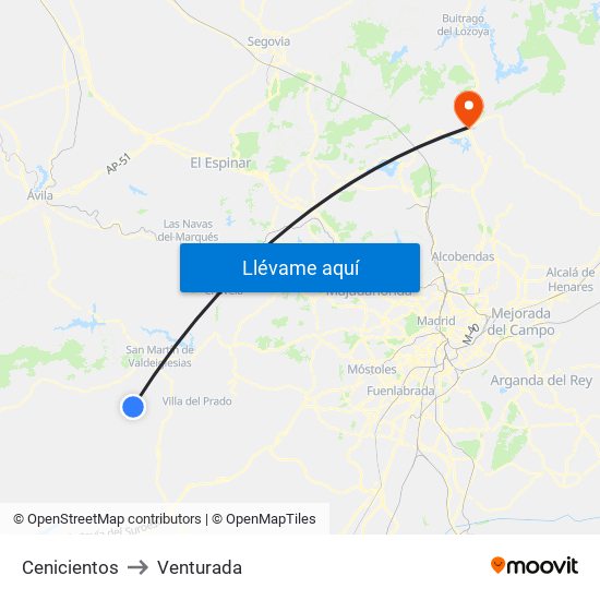 Cenicientos to Venturada map