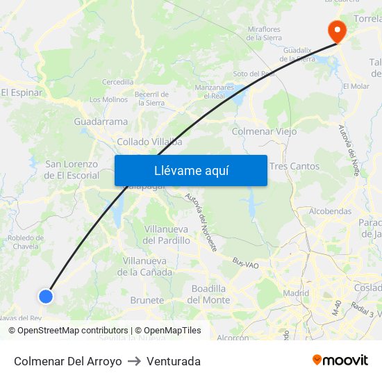 Colmenar Del Arroyo to Venturada map