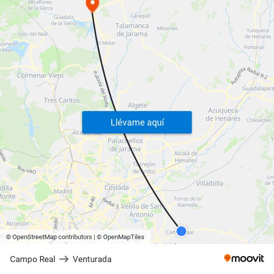 Campo Real to Venturada map