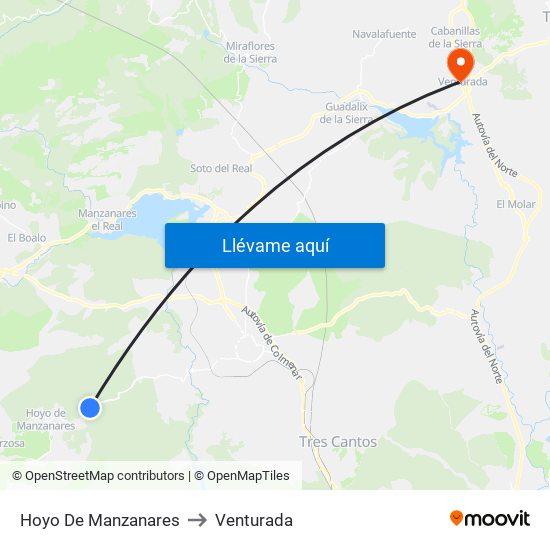 Hoyo De Manzanares to Venturada map