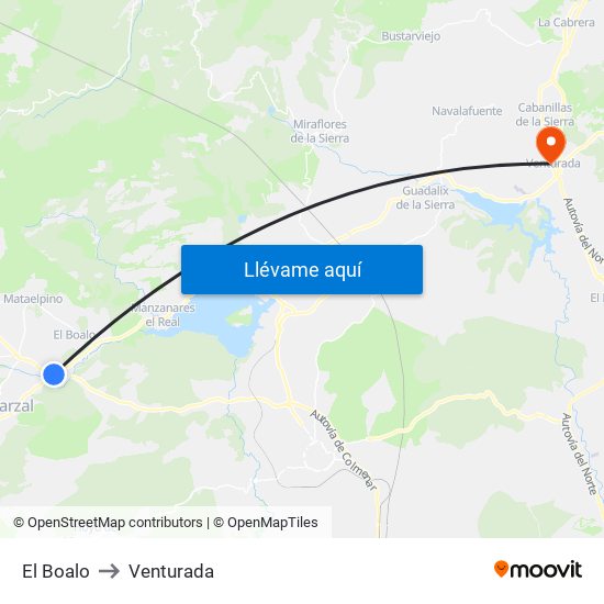 El Boalo to Venturada map