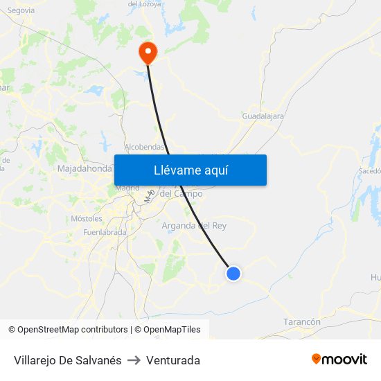 Villarejo De Salvanés to Venturada map