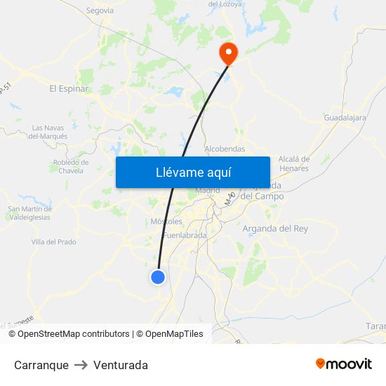 Carranque to Venturada map