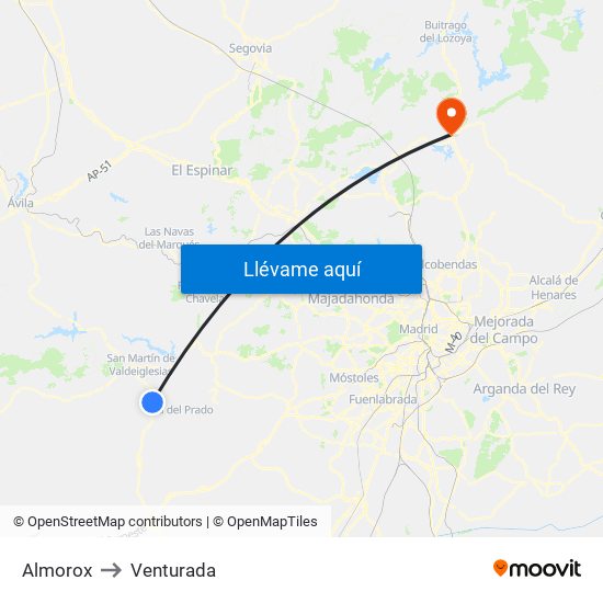 Almorox to Venturada map