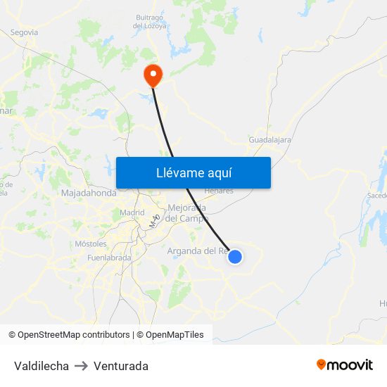 Valdilecha to Venturada map