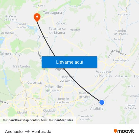 Anchuelo to Venturada map