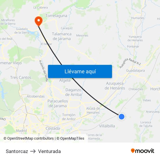Santorcaz to Venturada map