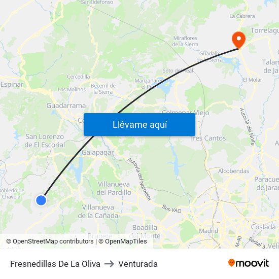 Fresnedillas De La Oliva to Venturada map