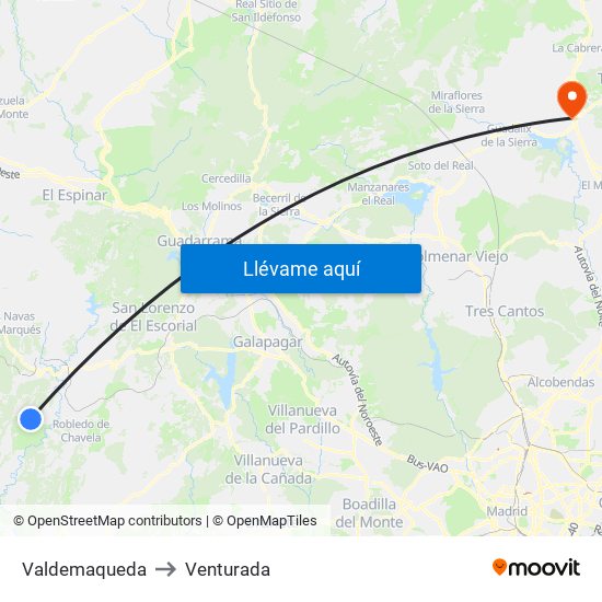 Valdemaqueda to Venturada map
