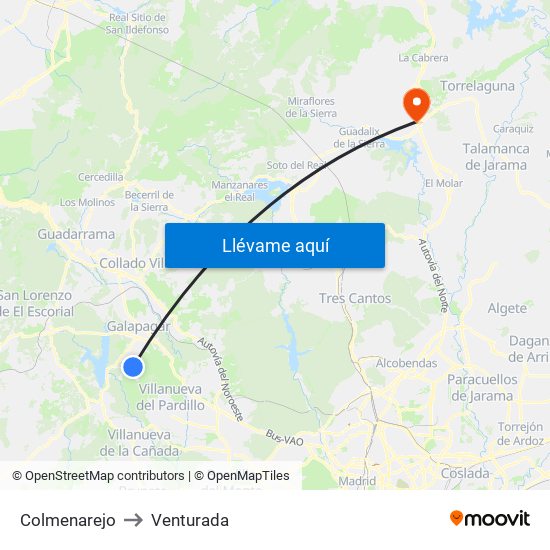 Colmenarejo to Venturada map