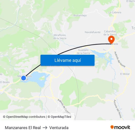 Manzanares El Real to Venturada map