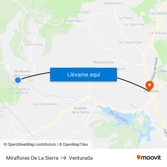 Miraflores De La Sierra to Venturada map