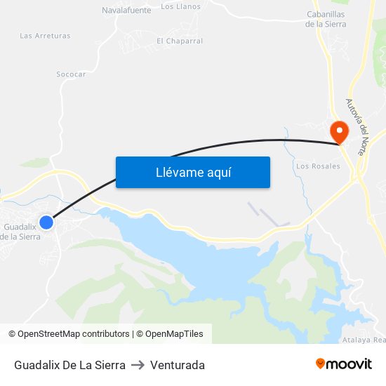 Guadalix De La Sierra to Venturada map