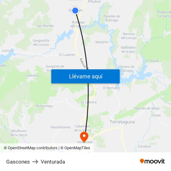 Gascones to Venturada map