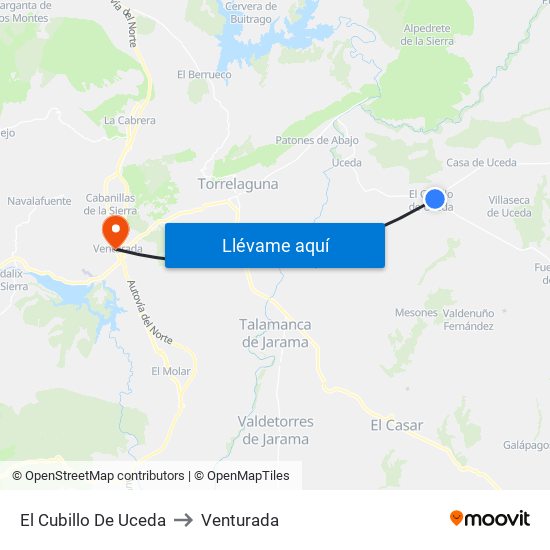 El Cubillo De Uceda to Venturada map