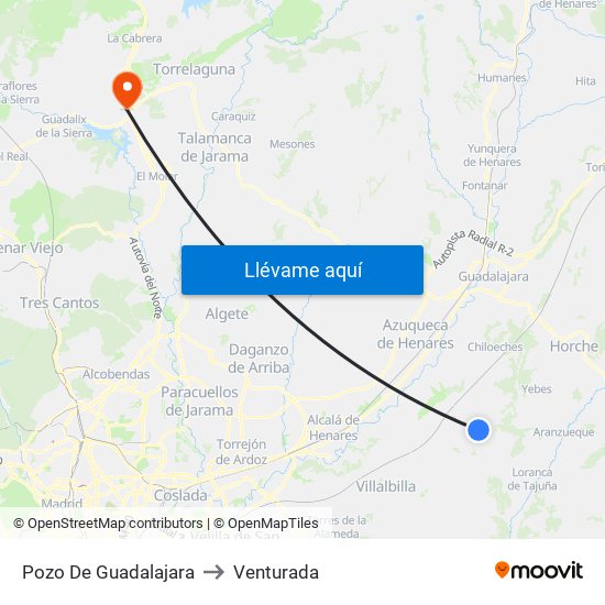 Pozo De Guadalajara to Venturada map