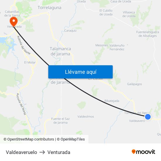 Valdeaveruelo to Venturada map