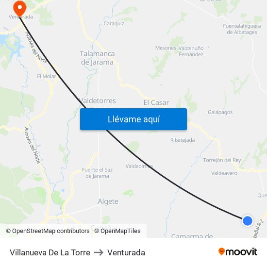 Villanueva De La Torre to Venturada map