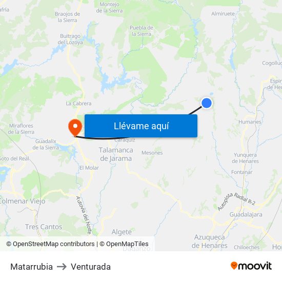 Matarrubia to Venturada map