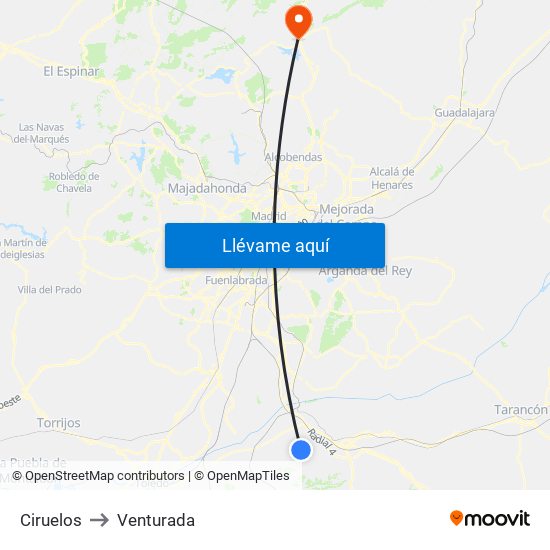 Ciruelos to Venturada map