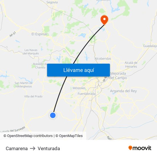 Camarena to Venturada map