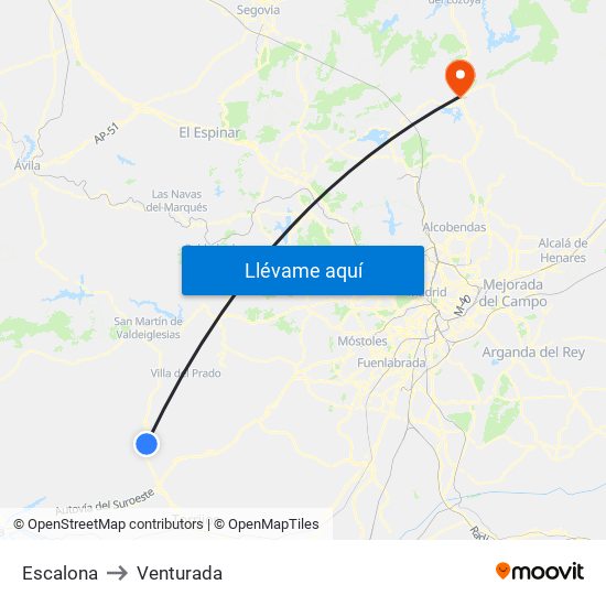 Escalona to Venturada map