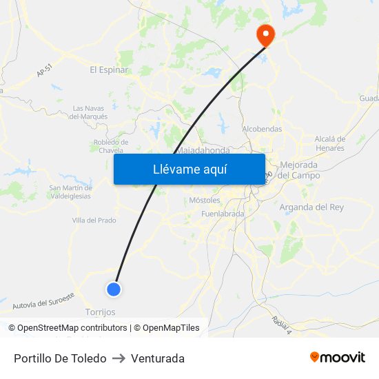 Portillo De Toledo to Venturada map