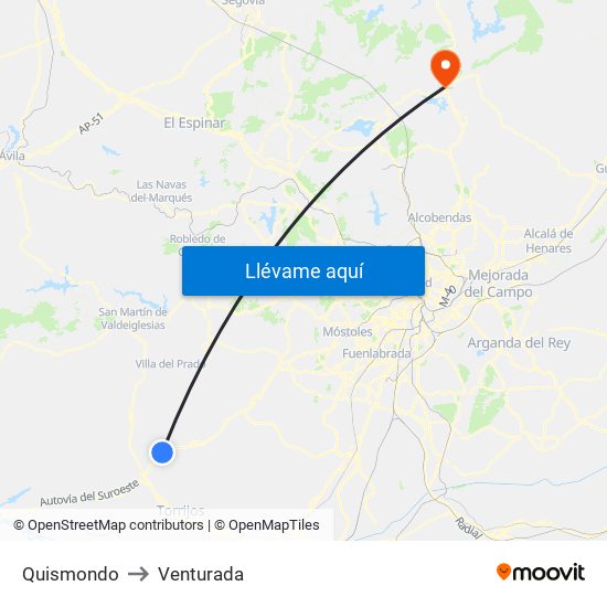 Quismondo to Venturada map