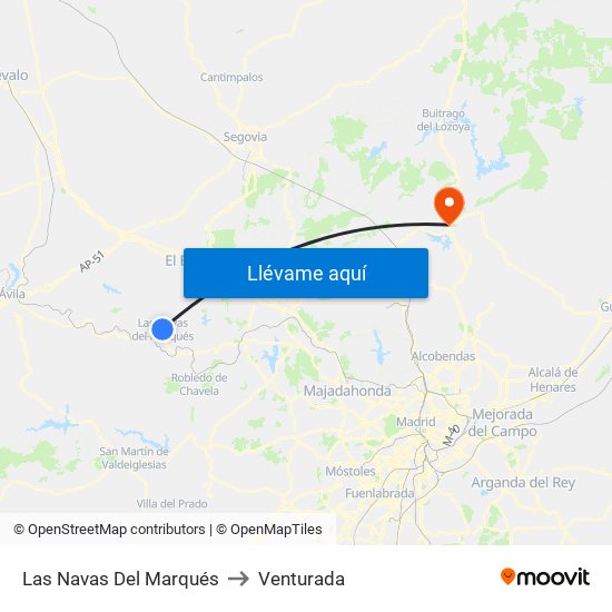 Las Navas Del Marqués to Venturada map