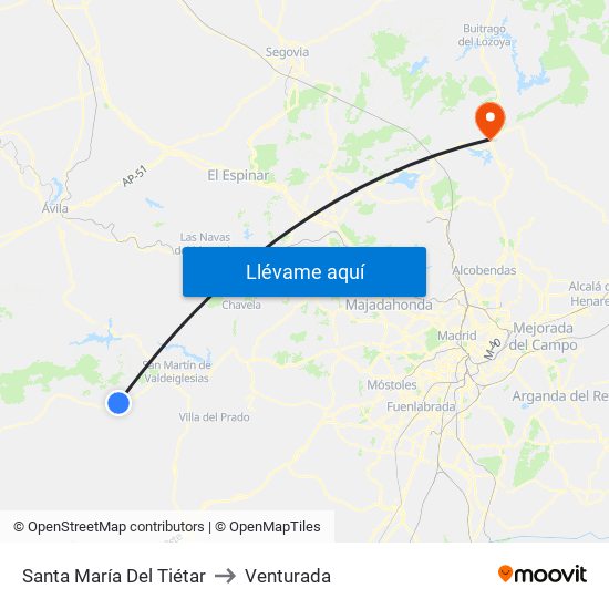 Santa María Del Tiétar to Venturada map