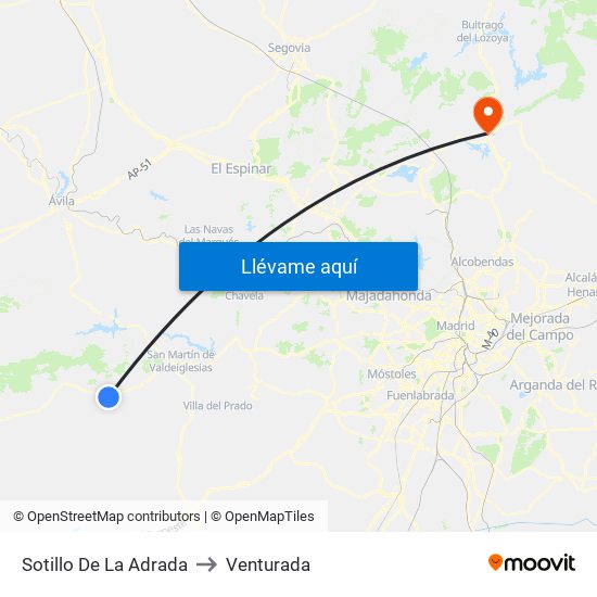 Sotillo De La Adrada to Venturada map