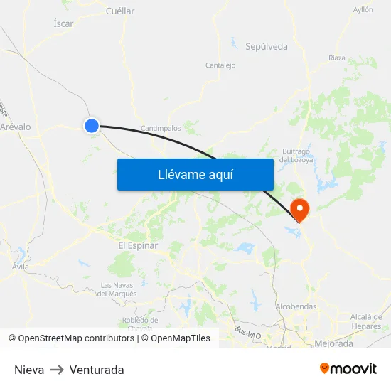 Nieva to Venturada map