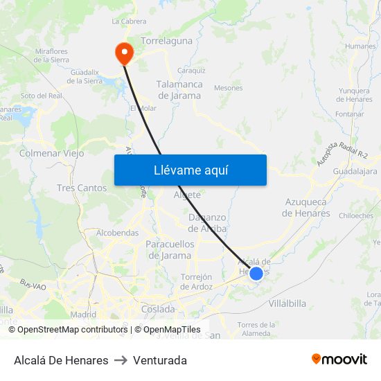 Alcalá De Henares to Venturada map