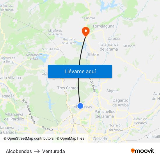 Alcobendas to Venturada map