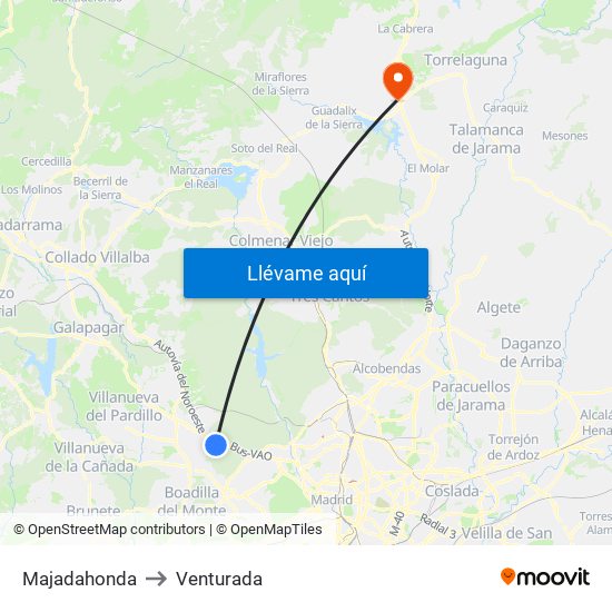 Majadahonda to Venturada map