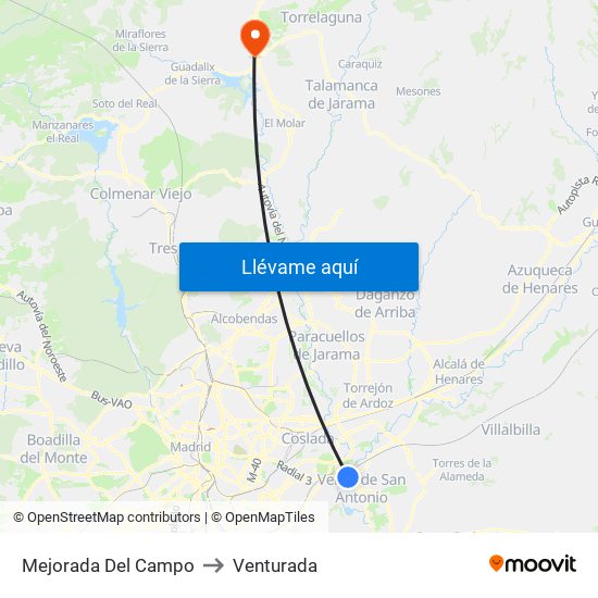Mejorada Del Campo to Venturada map